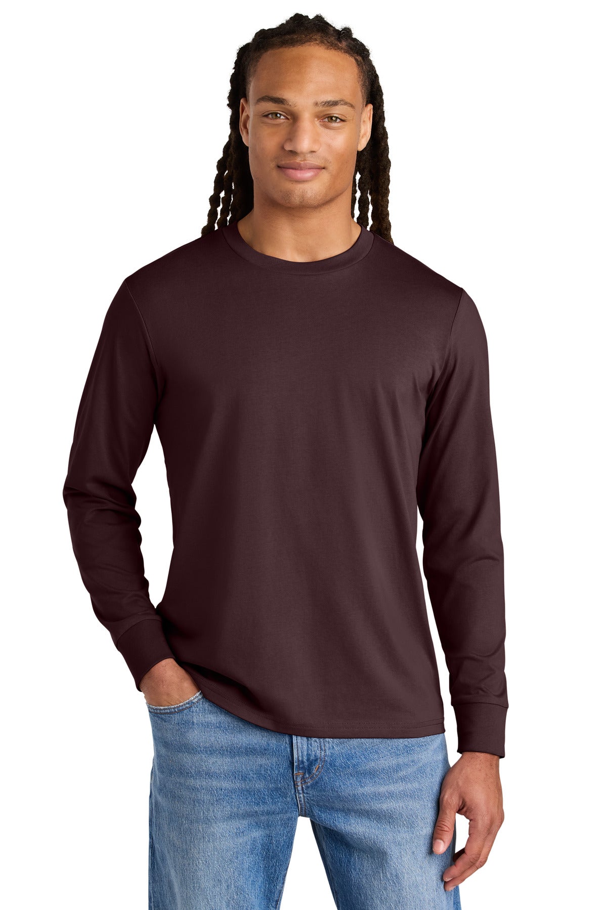 Front View of RedBrown Stanley/Stella Unisex Creator 2.0 Long Sleeve Tee SXU022 plain