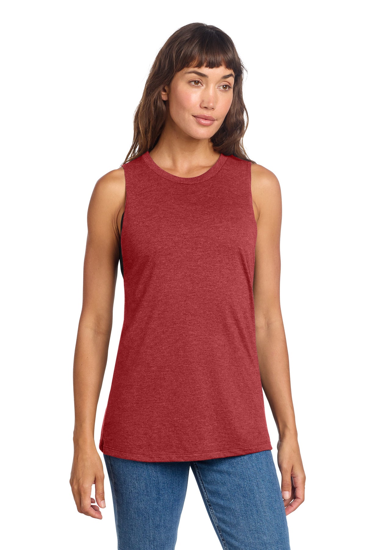 Front View of RedFrost District Women's Perfect Tri Muscle Tank DT153 plain