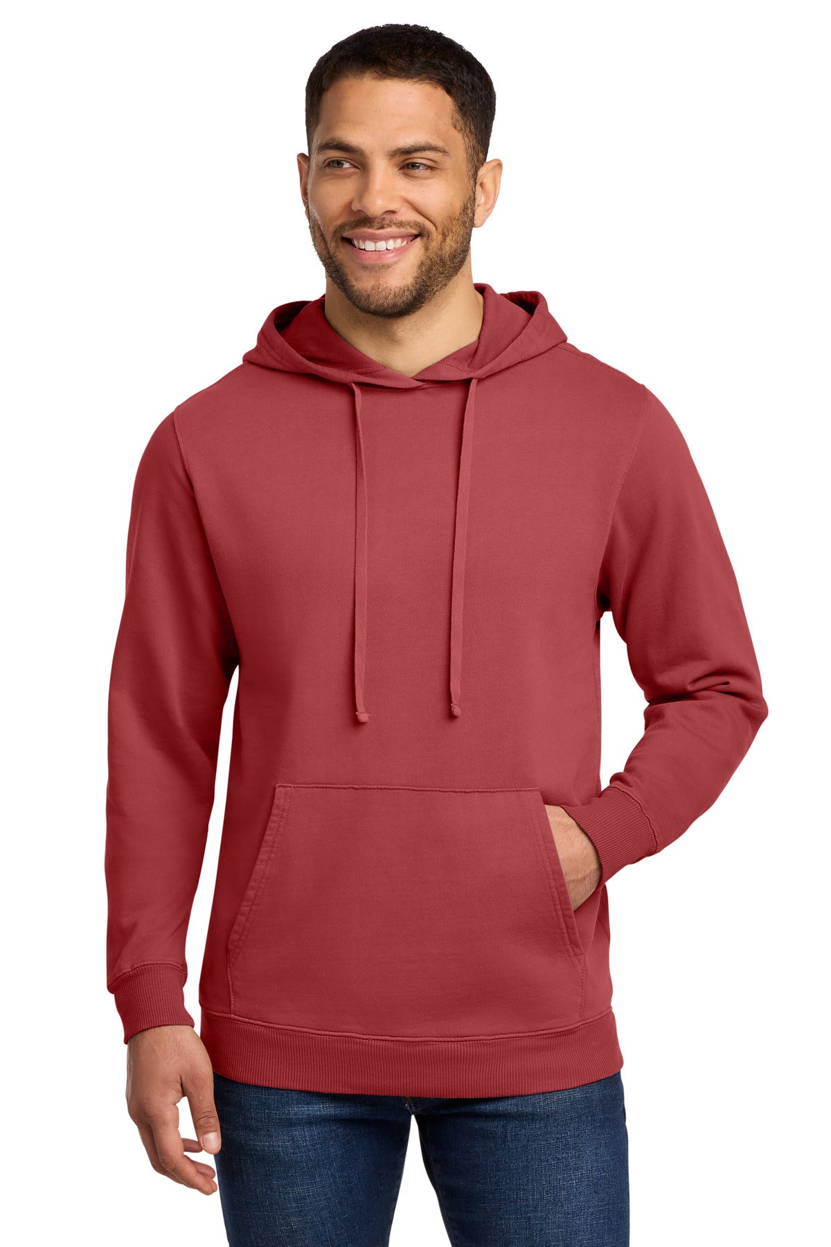 Front View of Redrock Port & Co Beach Wash Garment-Dyed Pullover Hooded Sweatshirt. PC098H plain