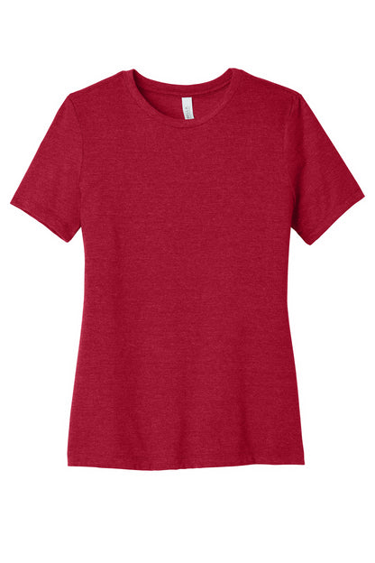 Front View of RedTB BELLA+CANVAS Women's Relaxed Triblend Tee BC6413 plain