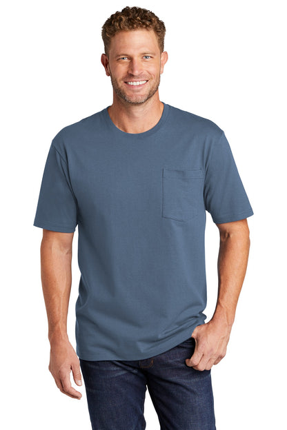 Front View of Regatta Blue CornerStone Workwear Pocket Tee CS430 plain