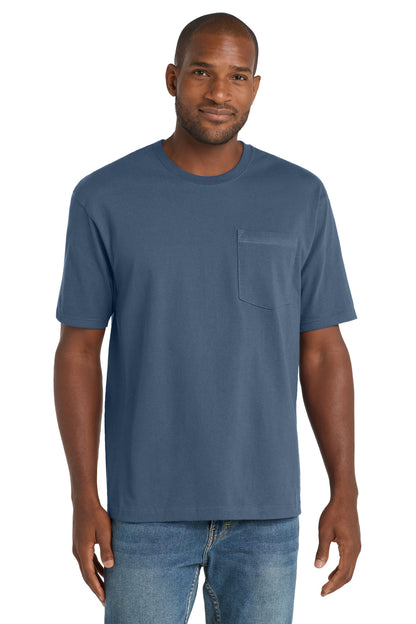 Front View of Regatta Blue CornerStone Workwear Pocket Tee CS430 plain