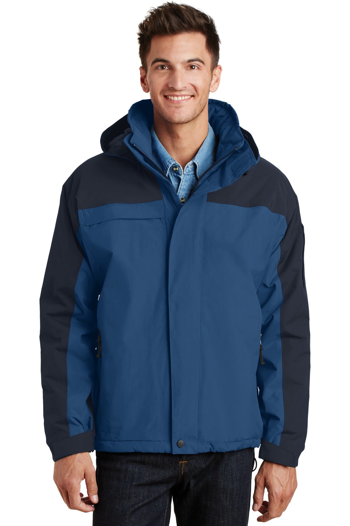 Front View of RegtaBlu/Navy Port Authority Nootka Jacket. J792 plain