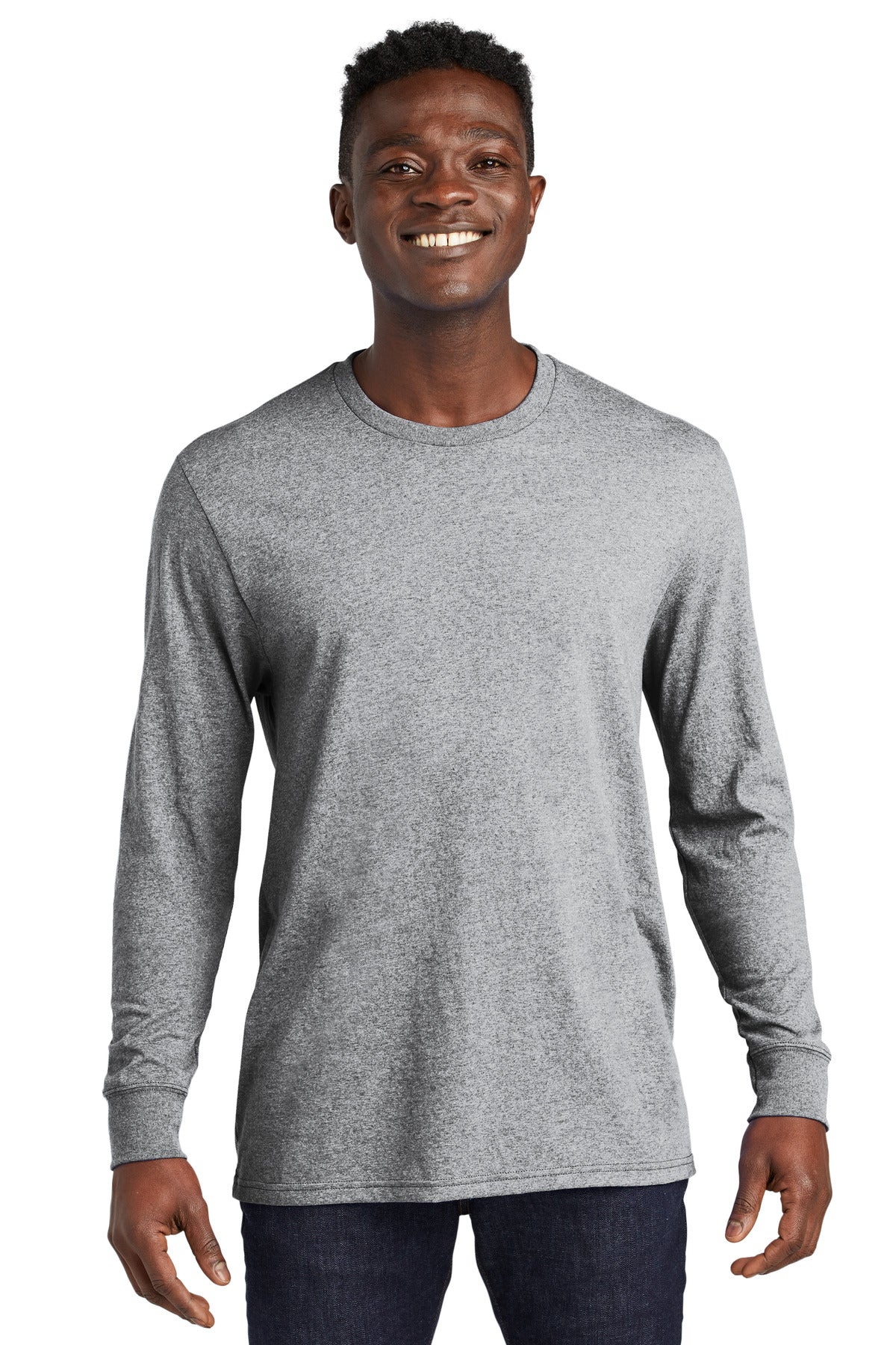 Front View of RemdGrayHt Allmade Unisex Long Sleeve Recycled Blend Tee AL6204 plain