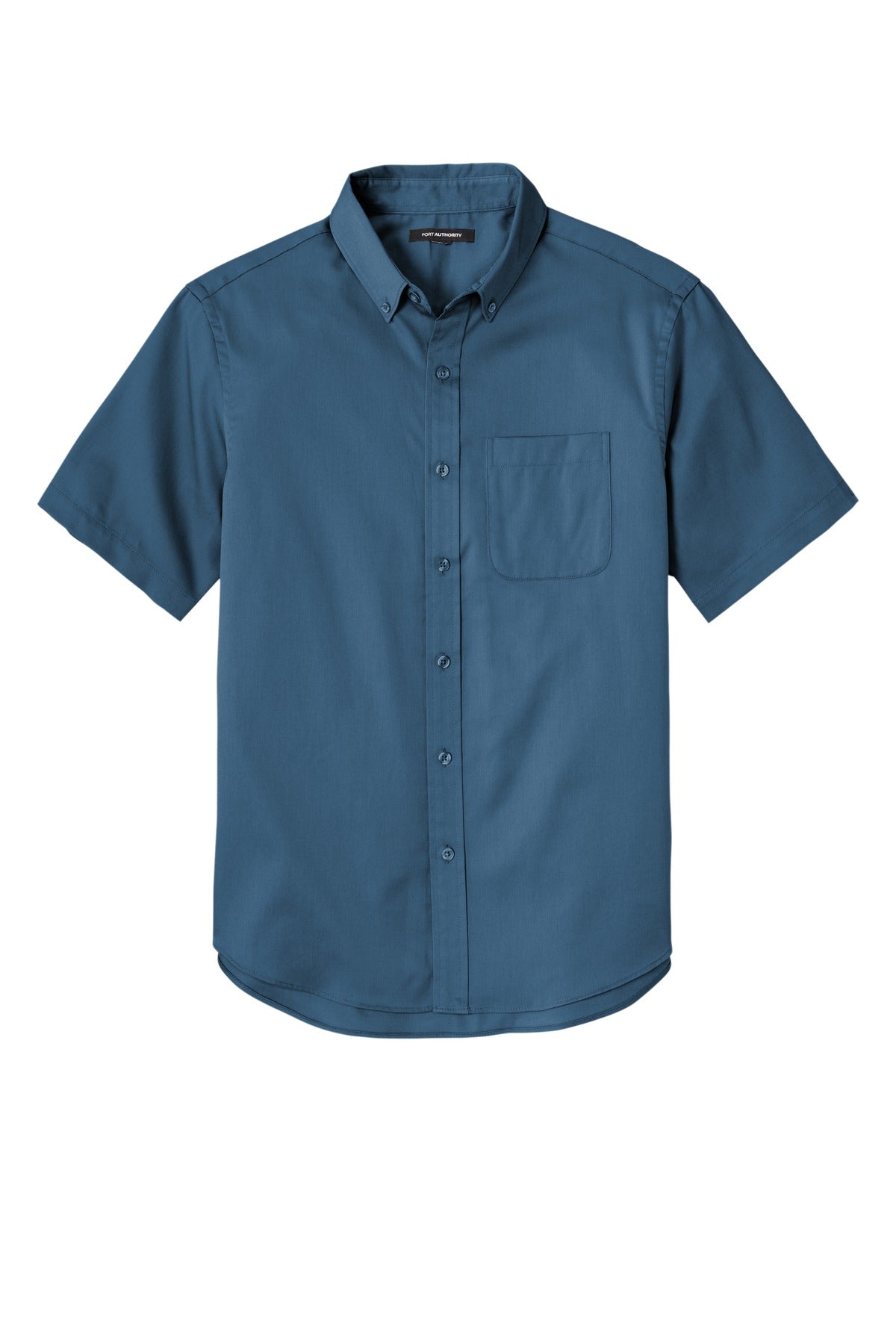 Front View of RgttaBlue Port Authority Short Sleeve SuperPro React Twill Shirt. W809 plain