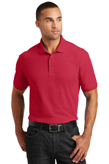 Front View of Rich Red Port Authority Core Classic Pique Polo. K100 plain