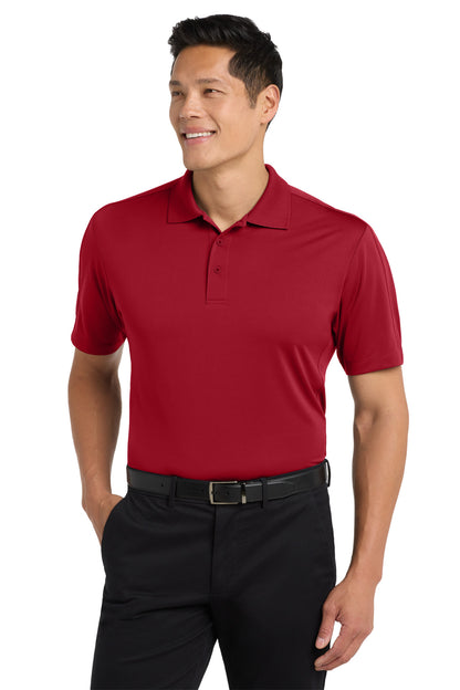 Front View of Rich Red Port Authority Diamond Jacquard Polo. K569 plain