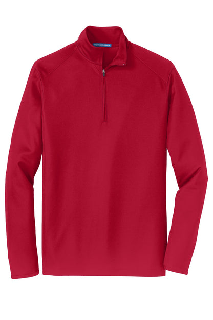 Front View of Rich Red Port Authority Pinpoint Mesh 1/2-Zip. K806 plain