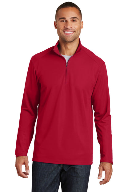 Front View of Rich Red Port Authority Pinpoint Mesh 1/2-Zip. K806 plain