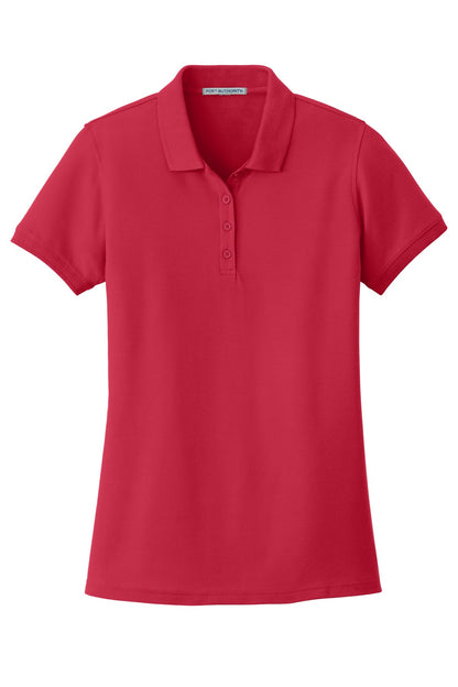 Front View of Rich Red Port Authority Women's Core Classic Pique Polo. L100 plain