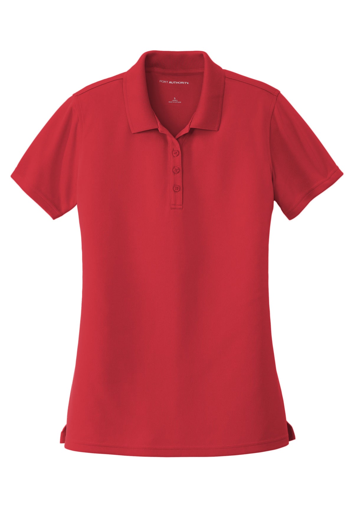 Front View of Rich Red Port Authority Women's Dry Zone UV Micro-Mesh Polo. LK110 plain