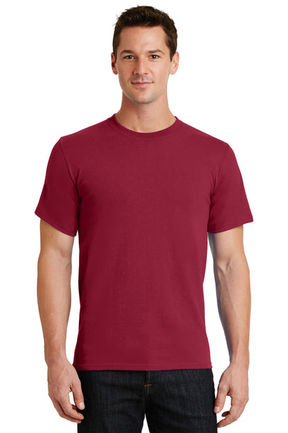 Front View of Rich Red Port & Co Essential Tee. PC61 plain