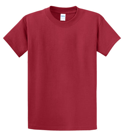 Front View of Rich Red Port & Co Essential Tee. PC61 plain