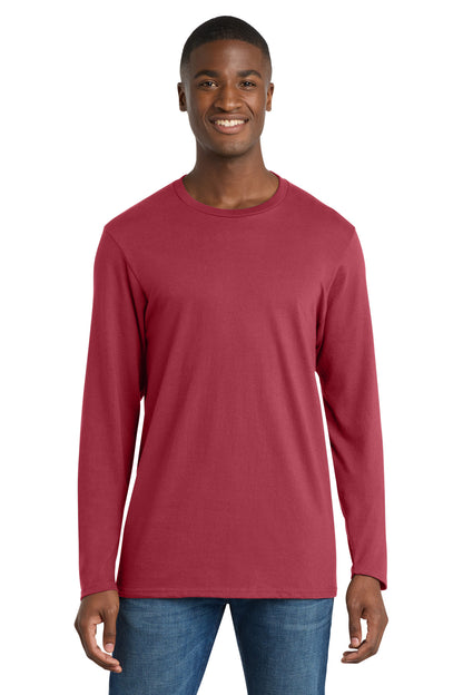 Front View of Rich Red Port & Co Long Sleeve Bouncer Tee PC600LS plain