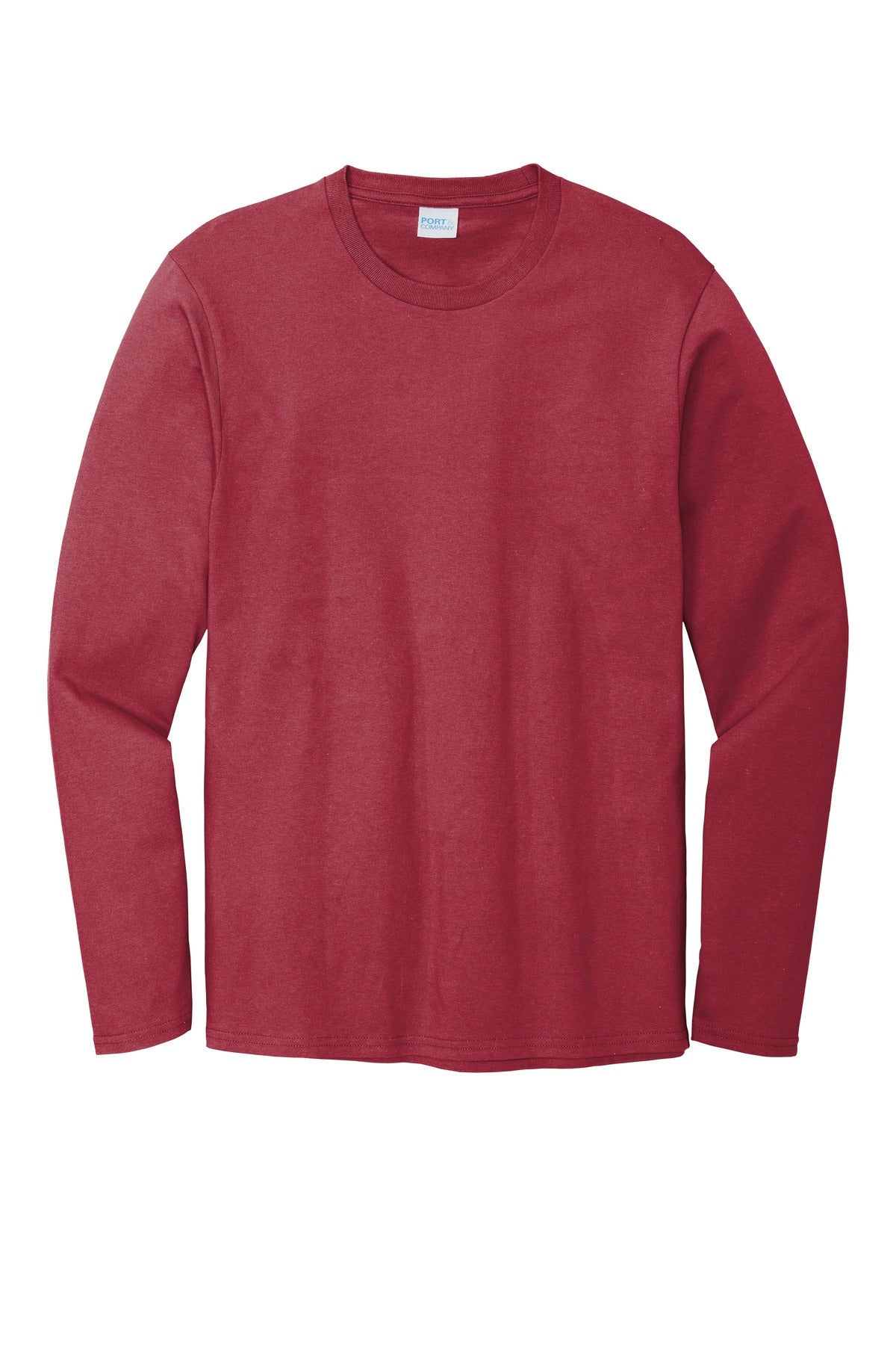 Front View of Rich Red Port & Co Long Sleeve Bouncer Tee PC600LS plain