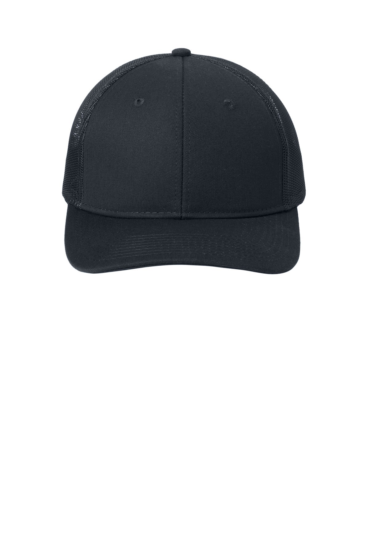 Front View of RichNavy Port Authority Snapback Trucker Cap. C402 plain
