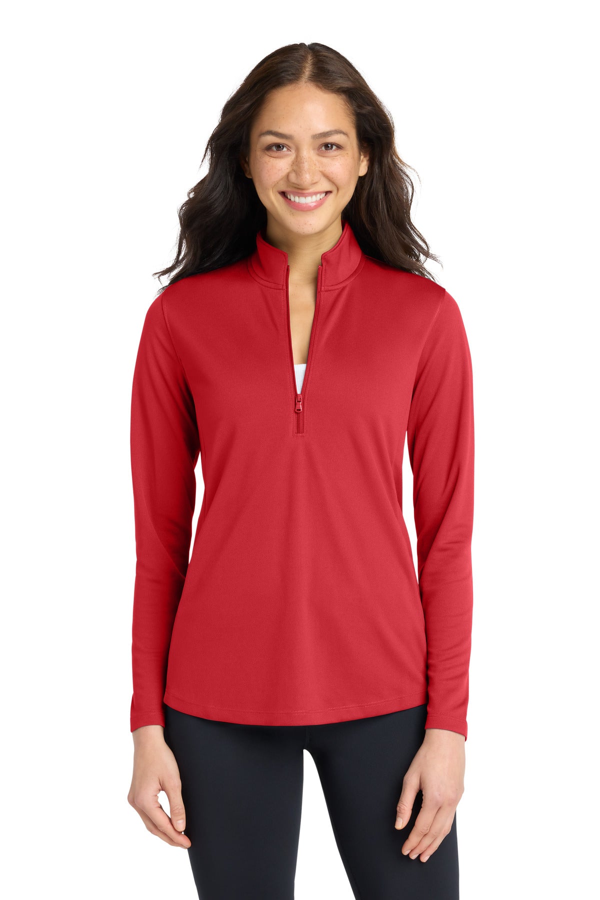 Front View of RichRed Port Authority Women's Dry Zone UV Micro-Mesh 1/4-Zip LK112 plain