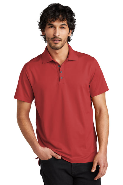 Front View of Ripped Red OGIO Metro Polo. OG130 plain
