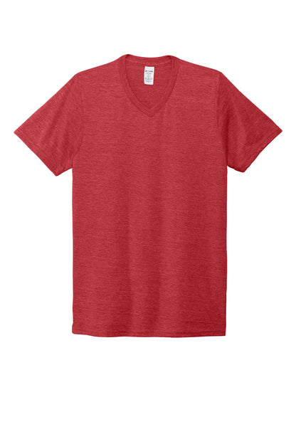 Front View of Rise Up Red Allmade Unisex Tri-Blend V-Neck Tee AL2014 plain