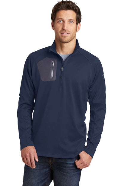 Front View of River Blue Eddie Bauer 1/2-Zip Performance Fleece. EB234 plain