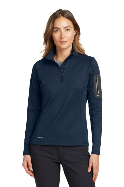 Front View of River Blue Eddie Bauer Women's 1/2-Zip Performance Fleece. EB235 plain
