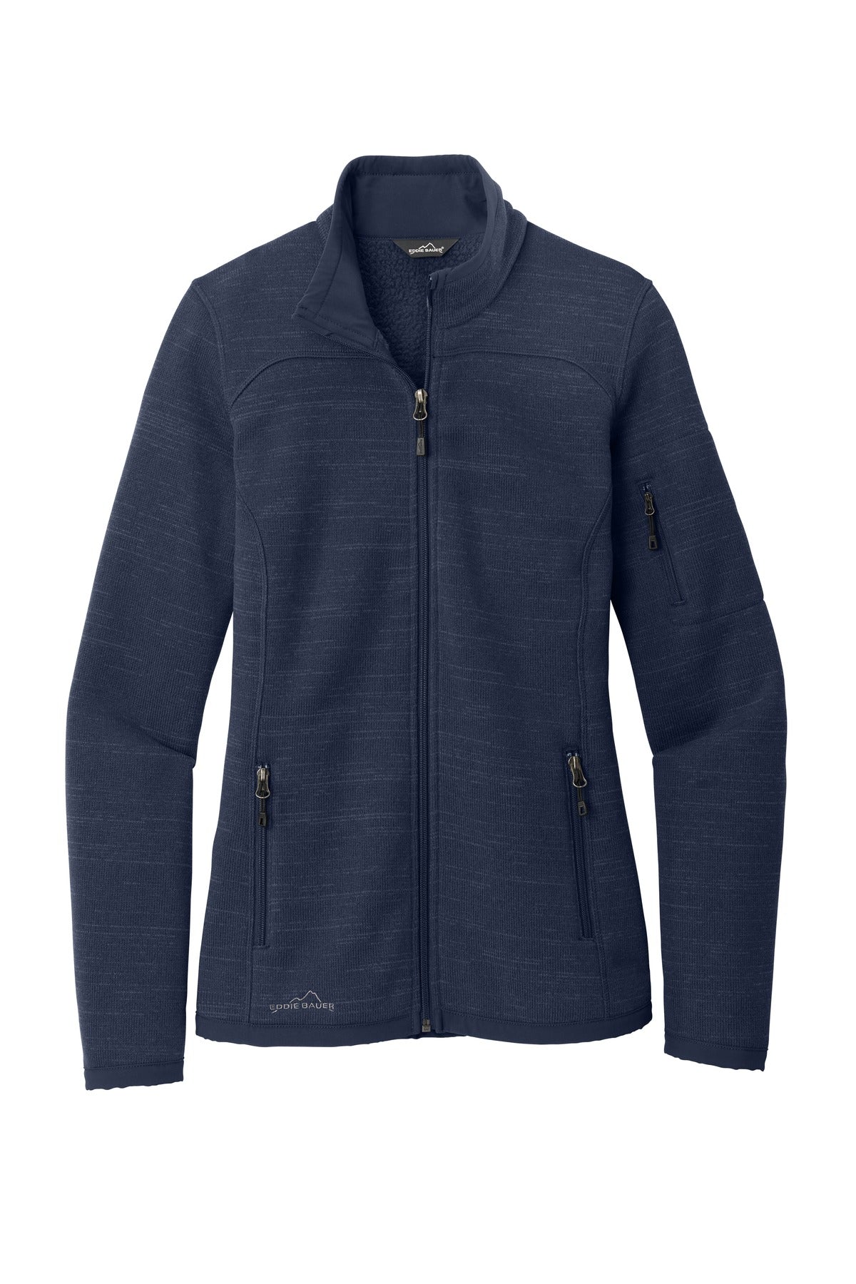 Front View of River Blue Hth Eddie Bauer Women's Sweater Fleece Full-Zip. EB251 plain