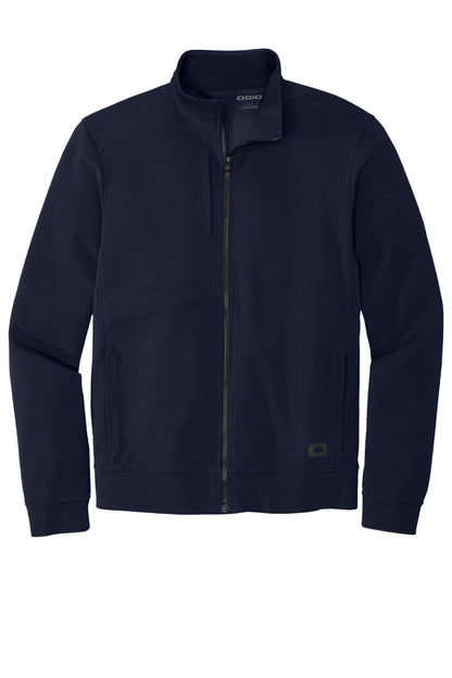Front View of River Blue Nvy OGIO Hinge Full-Zip. OG820 plain