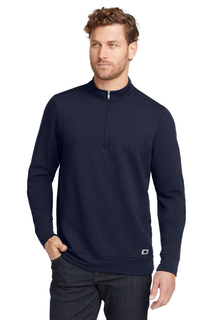Front View of River Blue Nvy OGIO Luuma 1/2-Zip Fleece. OG813 plain