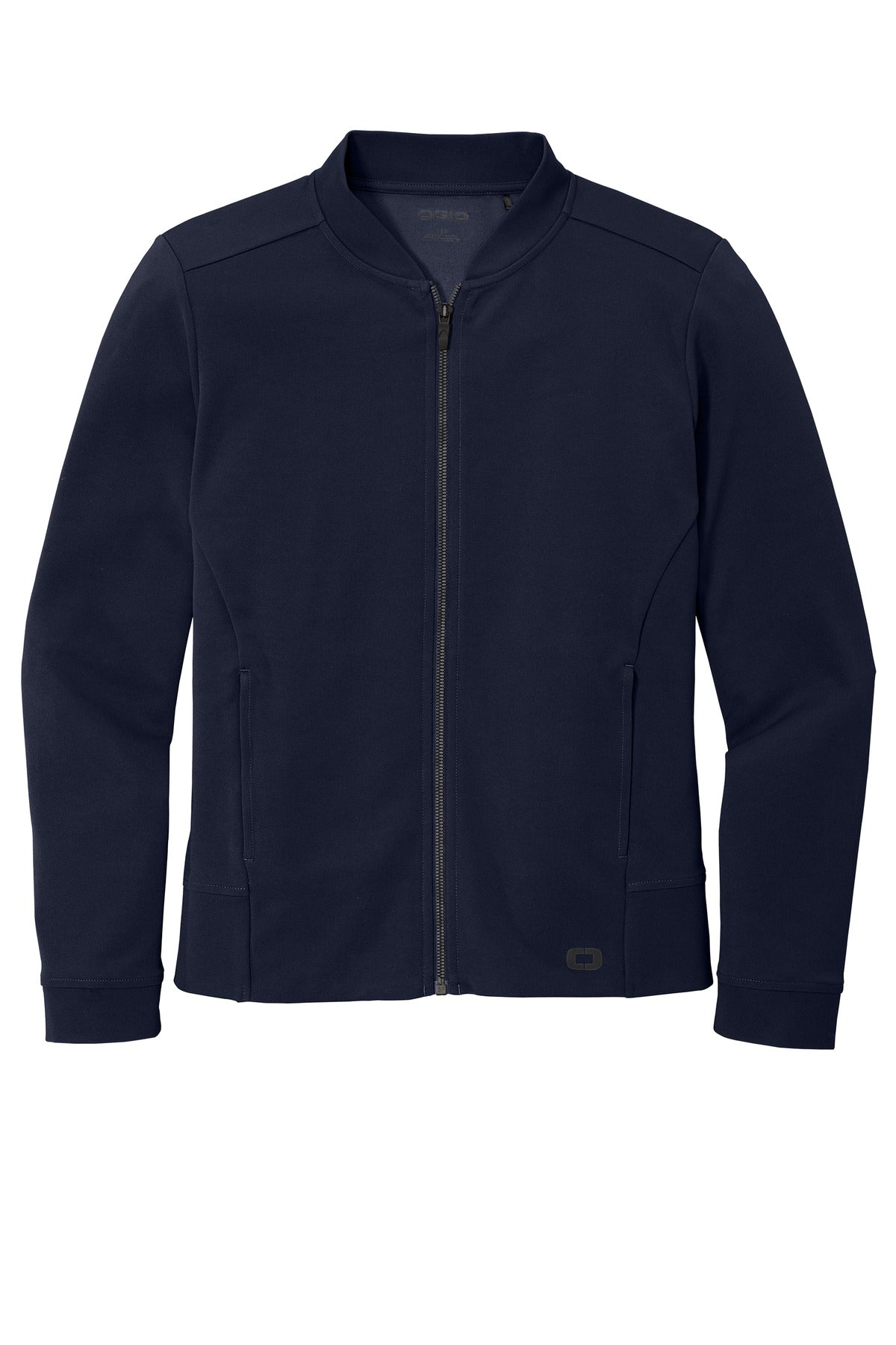 Front View of River Blue Nvy OGIO Women's Hinge Full-Zip. LOG820 plain