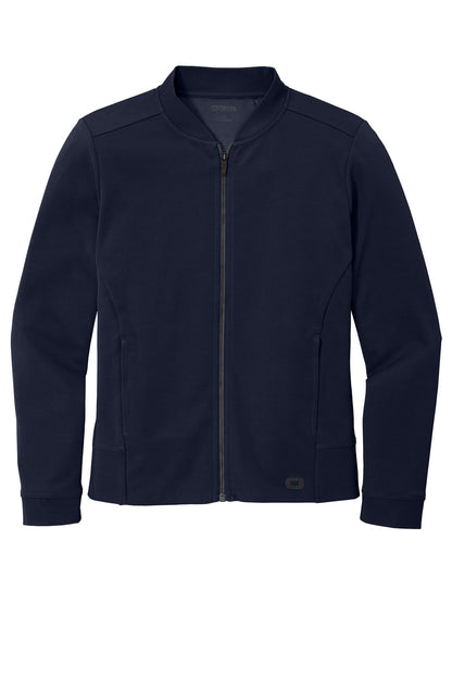 Front View of River Blue Nvy OGIO Women's Hinge Full-Zip. LOG820 plain