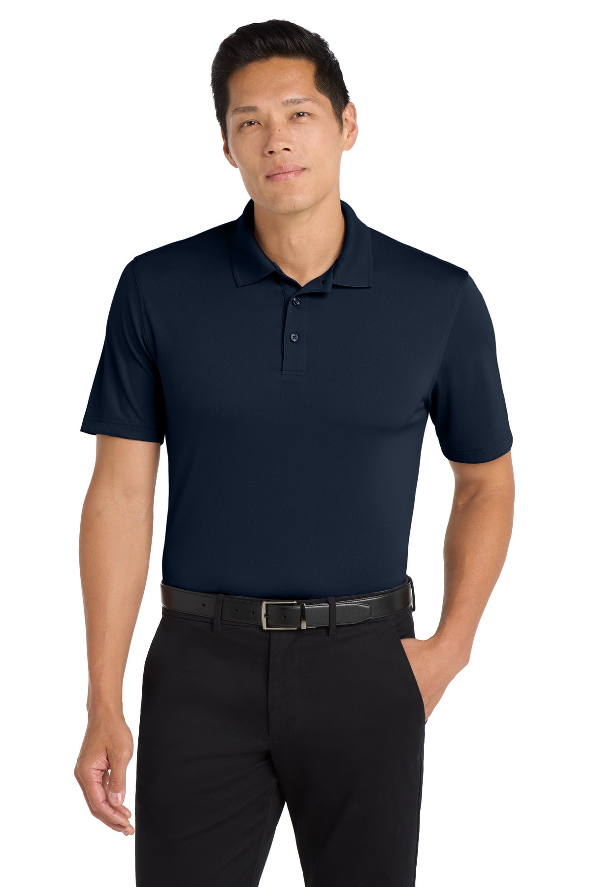 Front View of River Blue Nvy Port Authority Dry Zone UV Micro-Mesh Polo. K110 plain