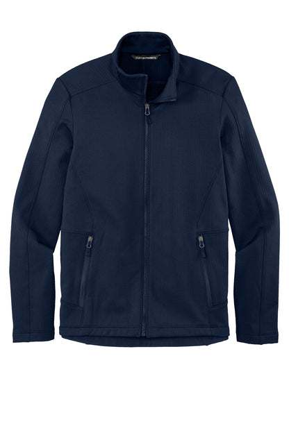 Front View of River Blue Nvy Port Authority Grid Fleece Jacket. F239 plain