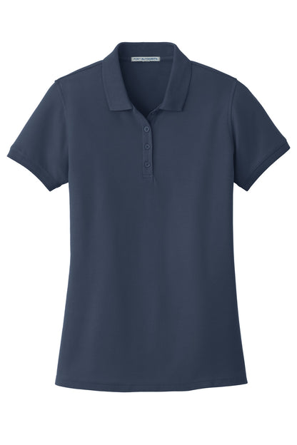 Front View of River Blue Nvy Port Authority Women's Core Classic Pique Polo. L100 plain