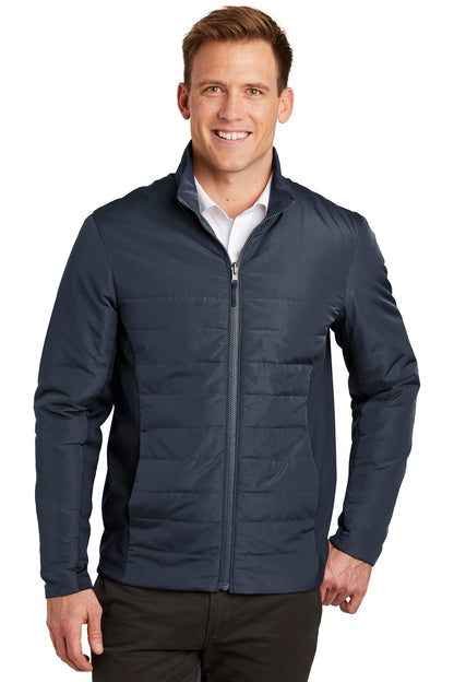 Front View of River Blue Port Authority Collective Insulated Jacket. J902 plain
