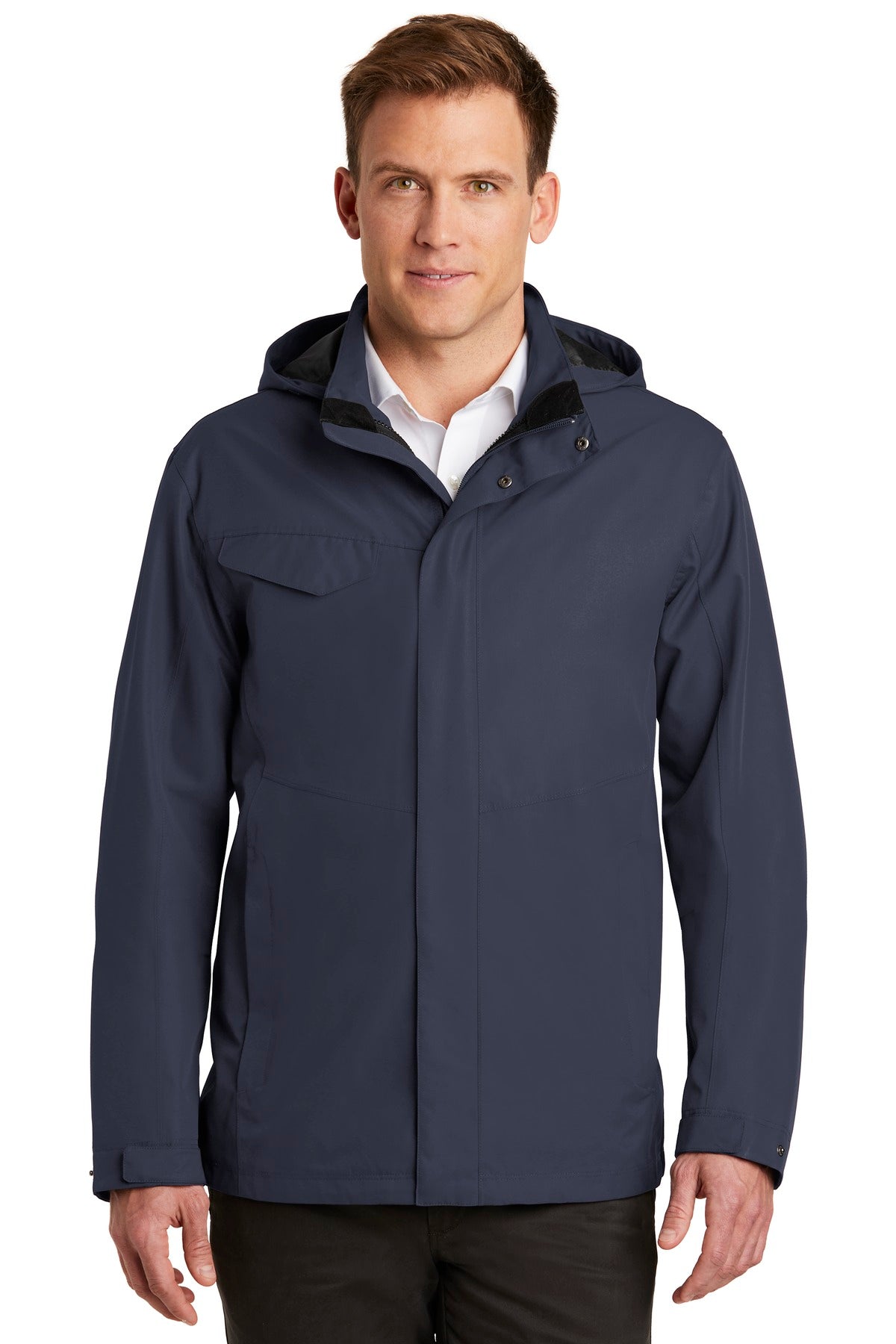 Front View of River Blue Port Authority Collective Outer Shell Jacket. J900 plain