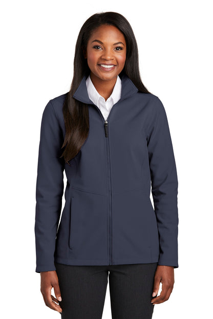 Front View of River Blue Port Authority Women's Collective Soft Shell Jacket. L901 plain
