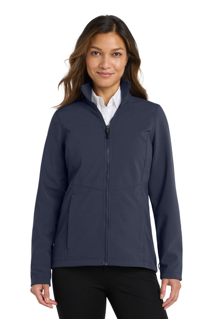 Front View of River Blue Port Authority Women's Collective Soft Shell Jacket. L901 plain