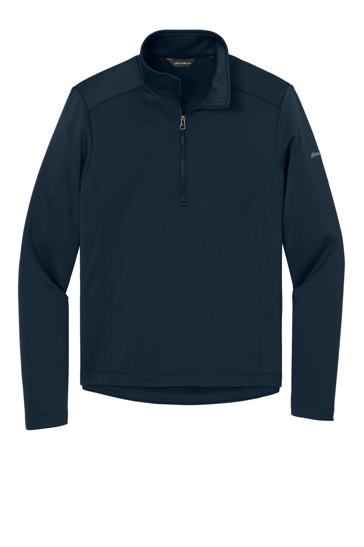 Front View of RiverBlNv Eddie Bauer Smooth Mid Layer Fleece 1/2-Zip EB2360 plain