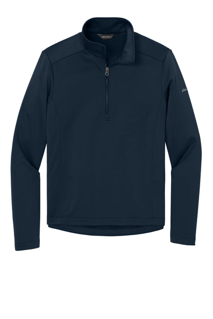 Front View of RiverBlNv Eddie Bauer Smooth Mid Layer Fleece 1/2-Zip EB2360 plain