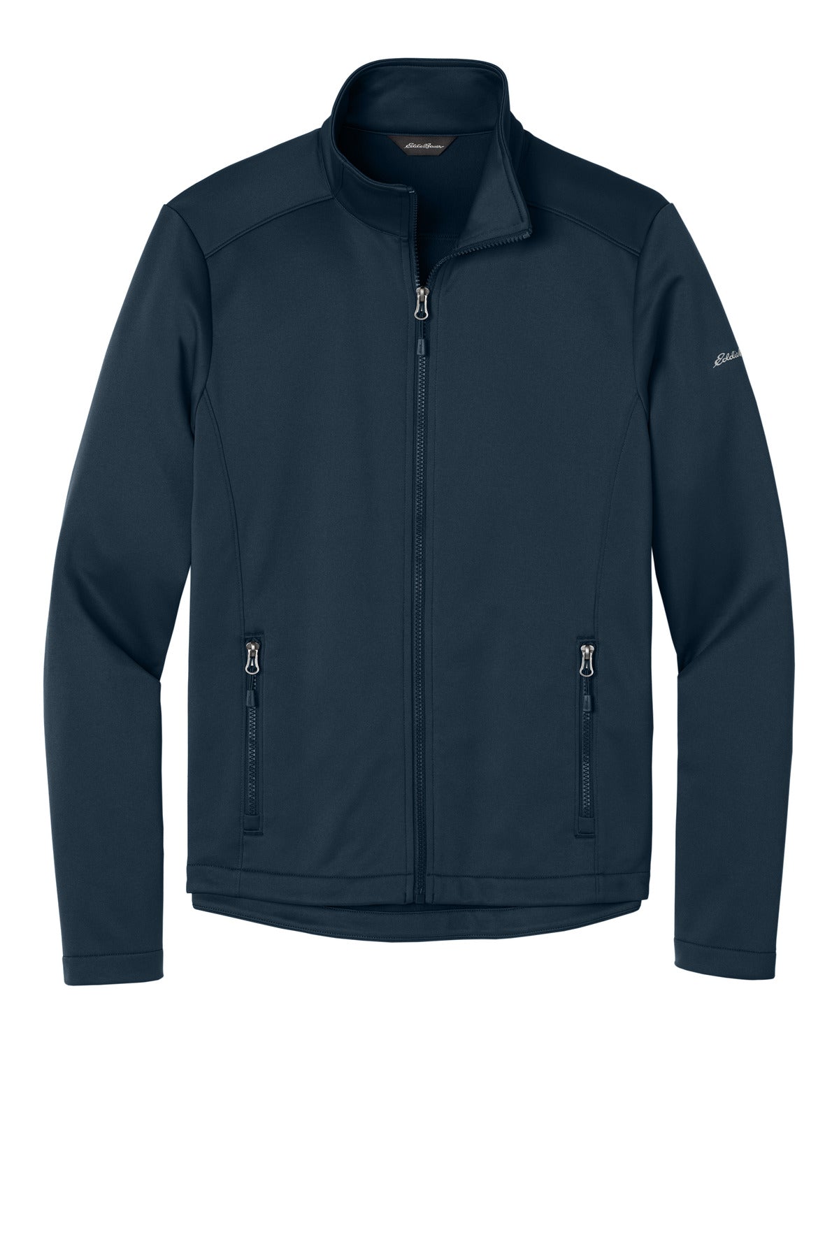 Front View of RiverBlNv Eddie Bauer Smooth Mid Layer Fleece Full-Zip EB2460 plain