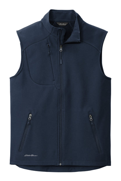 Front View of RiverBlNv Eddie Bauer Stretch Soft Shell Vest EB546 plain