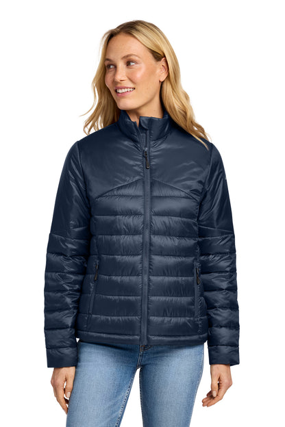 Front View of RiverBlNv Eddie Bauer Women's Quilted Jacket EB511 plain