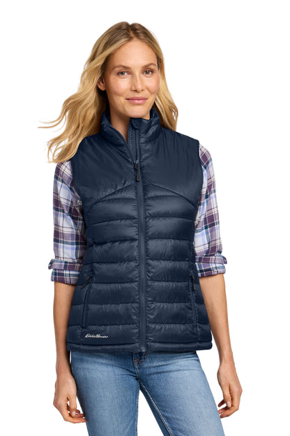 Front View of RiverBlNv Eddie Bauer Women's Quilted Vest EB513 plain