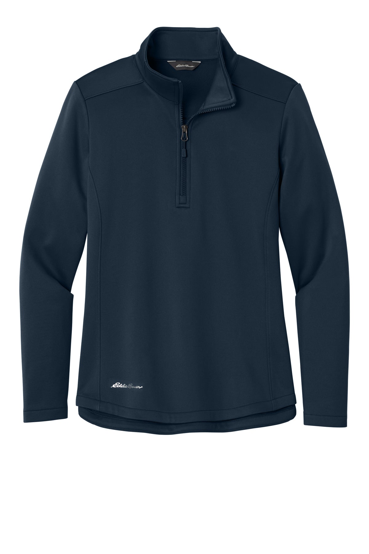 Front View of RiverBlNv Eddie Bauer Women's Smooth Mid Layer Fleece 1/2-Zip EB2370 plain