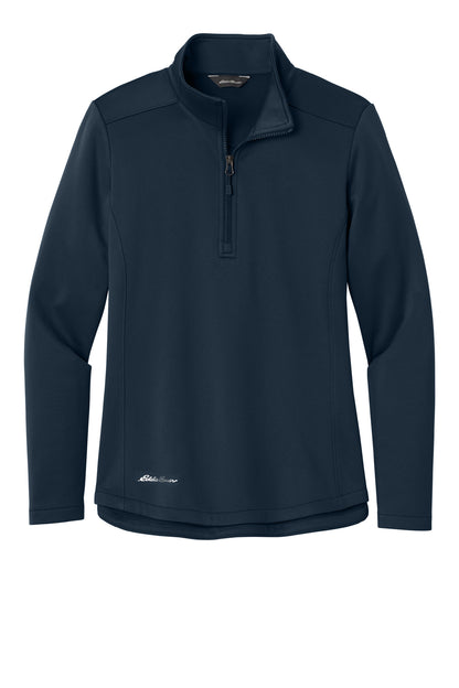 Front View of RiverBlNv Eddie Bauer Women's Smooth Mid Layer Fleece 1/2-Zip EB2370 plain