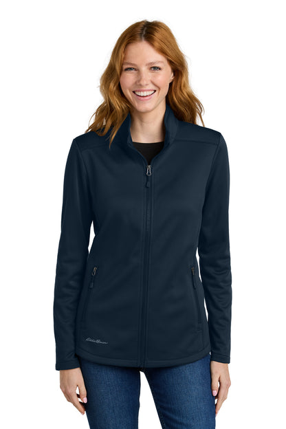 Front View of RiverBlNv Eddie Bauer Women's Smooth Mid Layer Fleece Full-Zip EB2470 plain