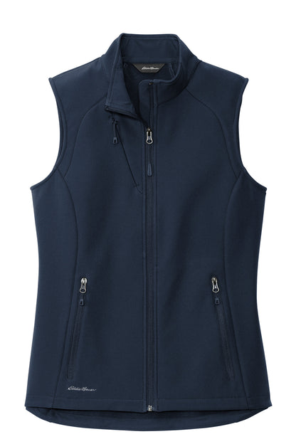 Front View of RiverBlNv Eddie Bauer Women's Stretch Soft Shell Vest EB547 plain