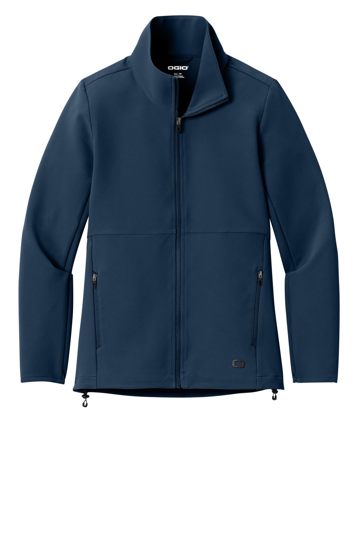 Front View of RiverBlNv OGIO Women's Kinetic Soft Shell LOG740 plain