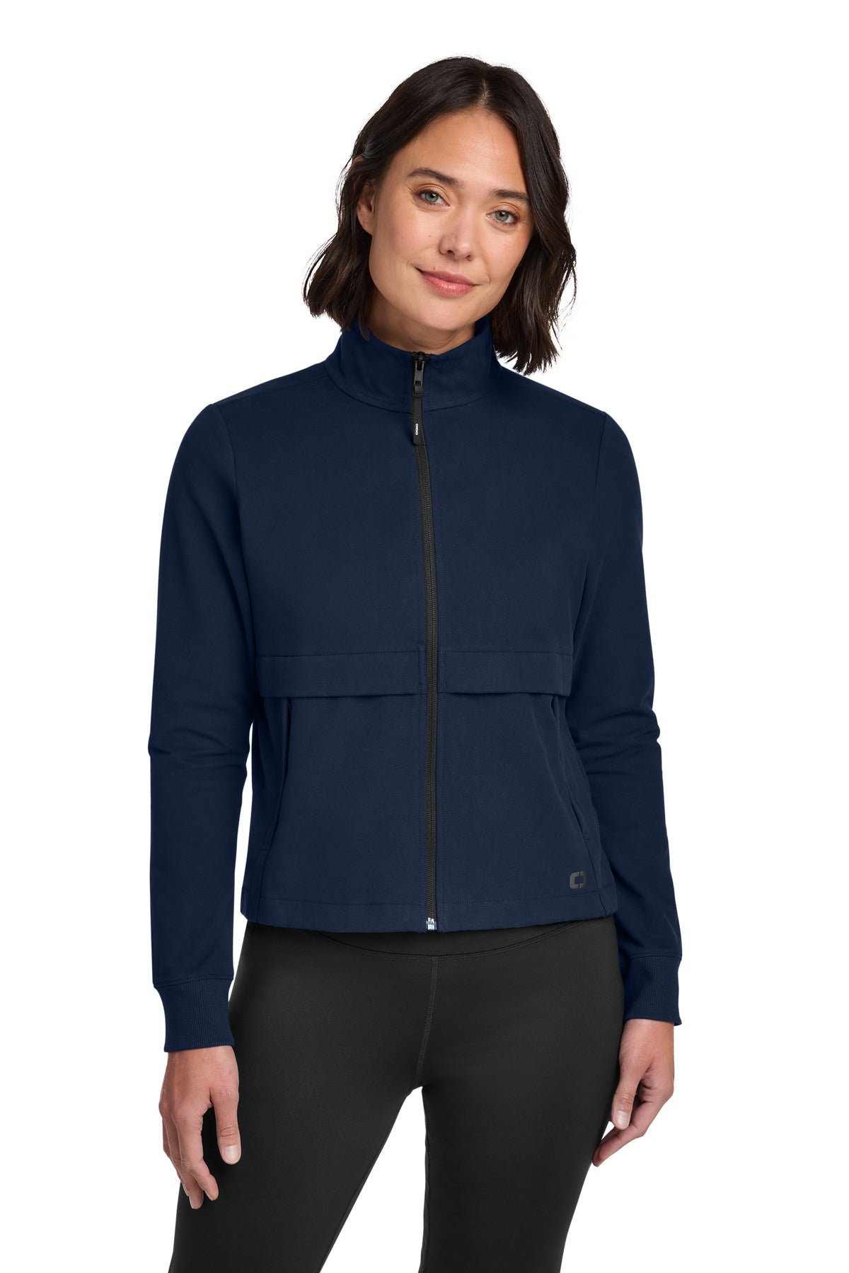 Front View of RiverBlNv OGIO Women's Outstretch Full-Zip LOG830 plain