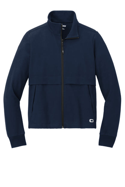 Front View of RiverBlNv OGIO Women's Outstretch Full-Zip LOG830 plain
